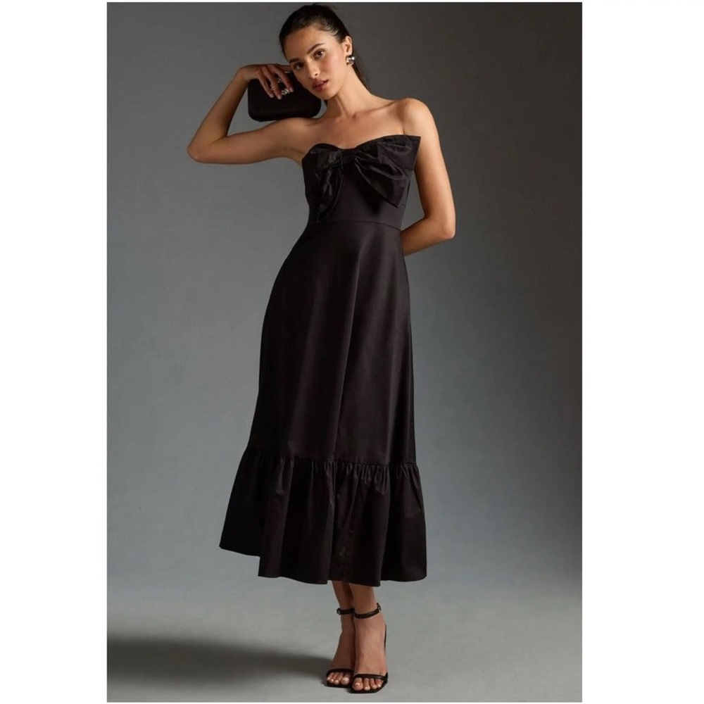 HUTCH X ANTHROPOLOGIE Black Bow-Tie Maxi Dress Size 2 NWT